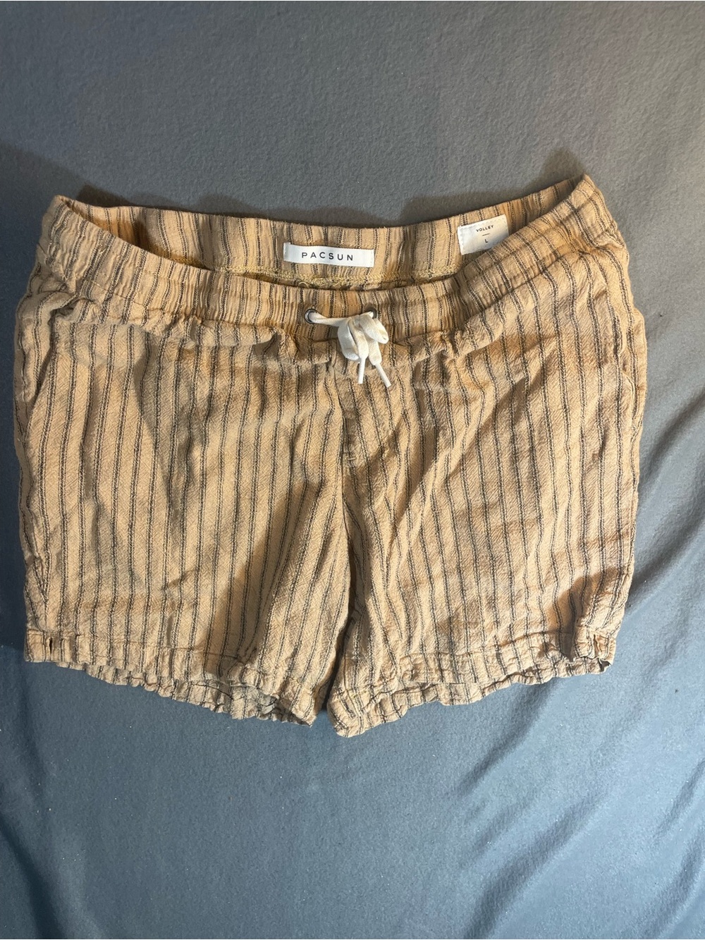 PacSun Tan Striped Drawstring Volley Shorts